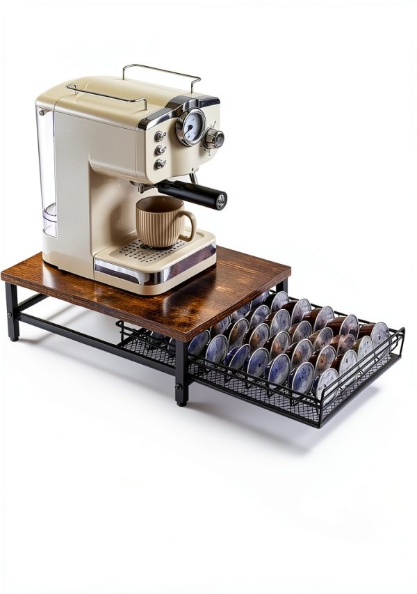 IBUYKE Coffee Pod Drawer Storage Rustic Brown Kitchen-5