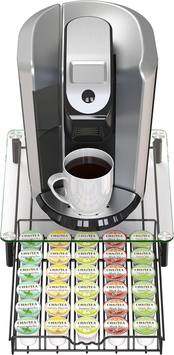 Deco Brothers Coffee Pod Drawer Glass Top Storage Organizer-3