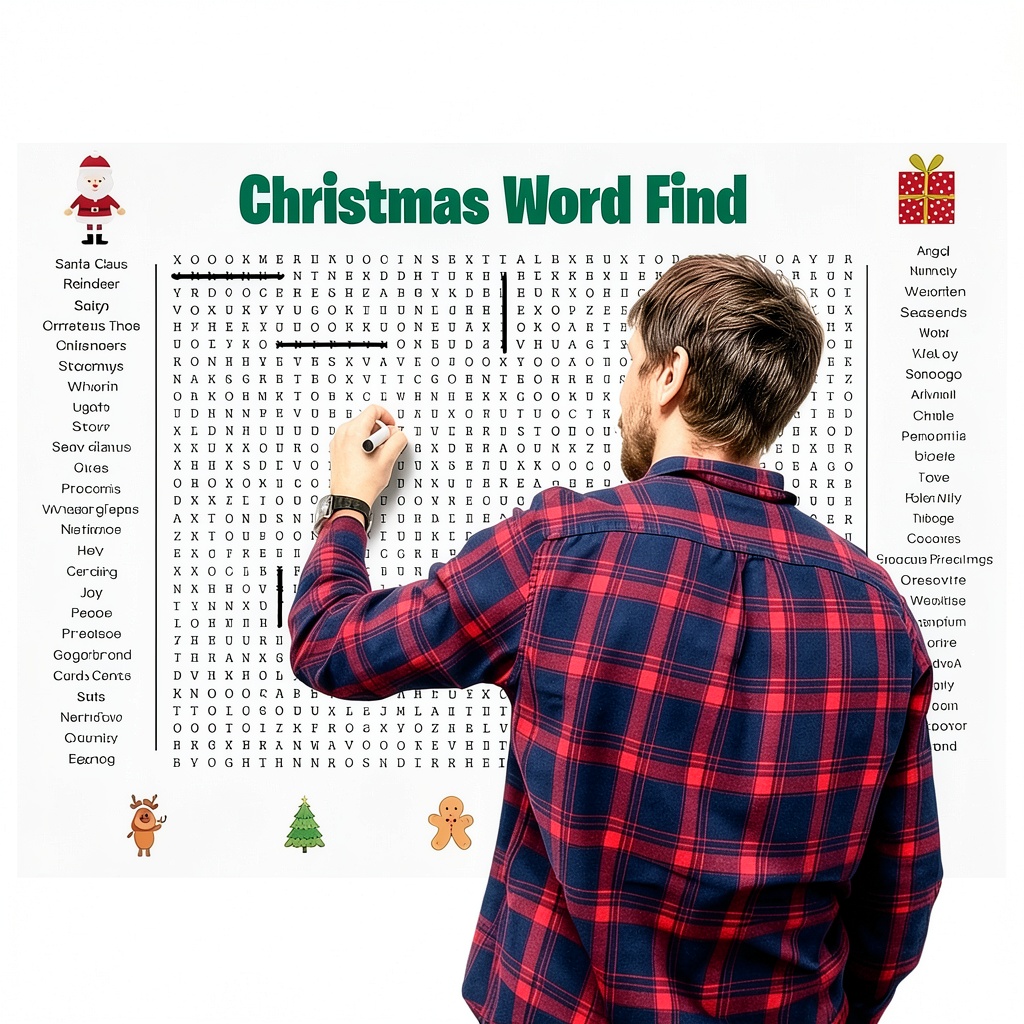 'Thanksgiving word search poster on a wall'