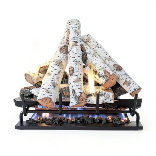 Uniflasy White Birch Logs Ceramic Fiber Fireplace Gas Logs-3