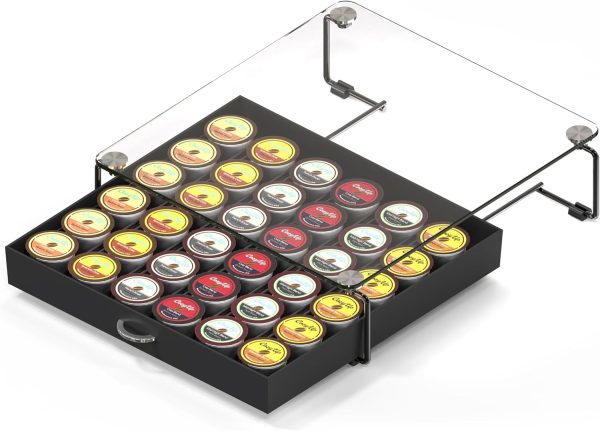 Deco Brothers Coffee Pod Drawer Black Glass Top Organizer-5