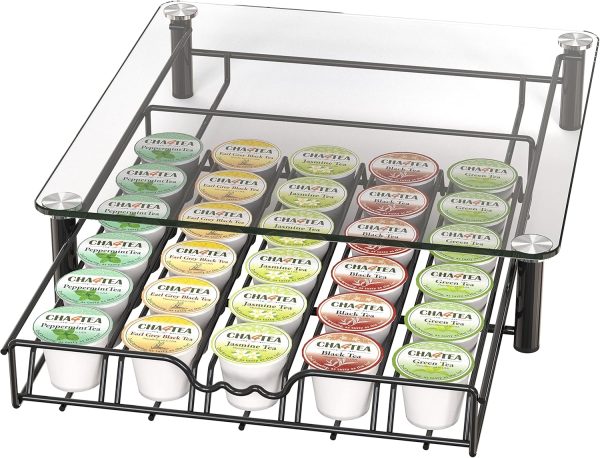 Deco Brothers Coffee Pod Drawer Glass Top Storage Organizer-6
