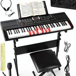 SFESGRER 61-Key Keyboard Black Light-Up-0