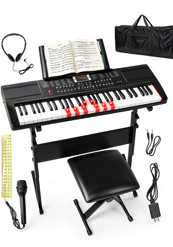 Child practicing on the SFESGRER portable keyboard in a bright living room