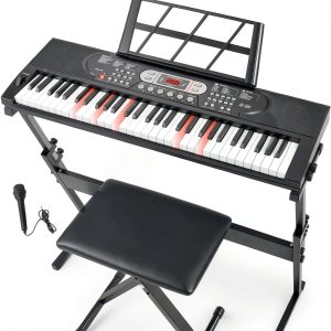 JTSIOV 61 Key Keyboard Piano Black Modern for Kids-0