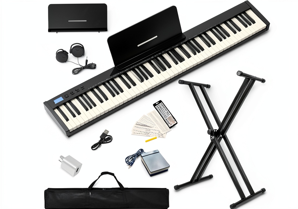 NikoMaku SWAN‑S digital piano on a portable stand in a studio setting