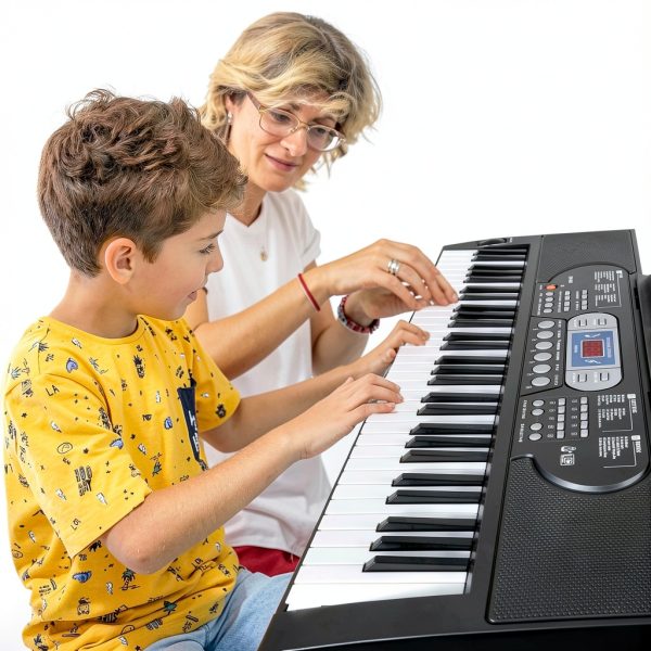 JTSIOV 61 Key Keyboard Piano Black Modern for Kids-1