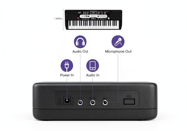 Senfot 61K Portable Keyboards Black Set Musical Instruments-3