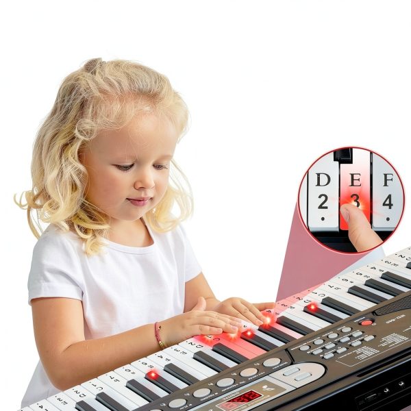 JTSIOV 61 Key Keyboard Piano Black Modern for Kids-4