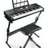 JTSIOV 61 Key Keyboard Piano Black Modern for Kids-7