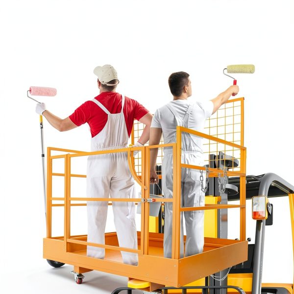 Sidasu Forklift Safety Cage 45x43 Yellow 1400lb Collapsible Wheels-2