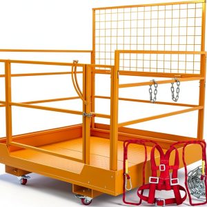 Sidasu Forklift Safety Cage 45x43 Yellow 1400lb Collapsible Wheels-0