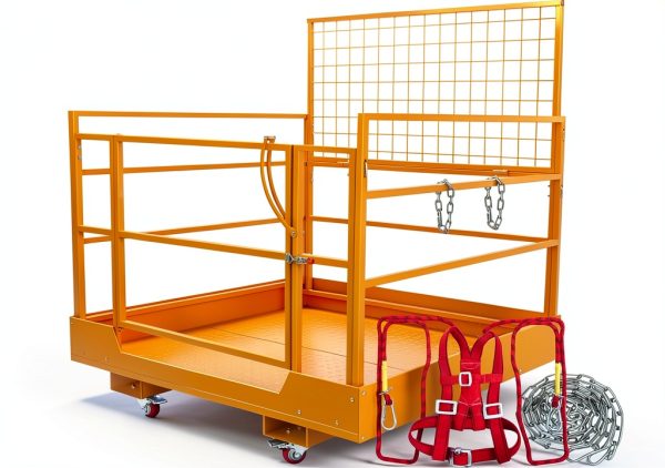 Sidasu Forklift Safety Cage 45x43 Yellow 1400lb Collapsible Wheels-0